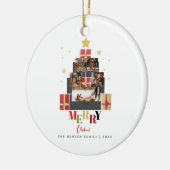 Vrolijk kerstboom familie foto collage keramisch ornament (Links)