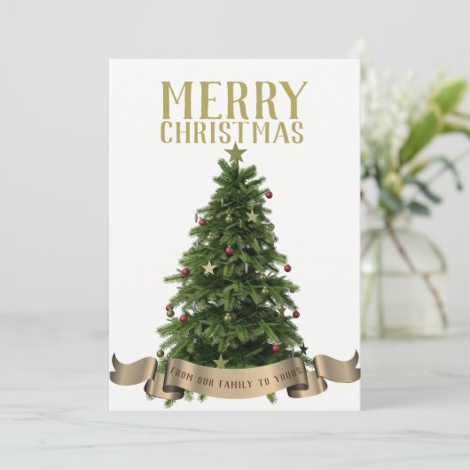 Vrolijk kerstboom feestelijk feestdagenkaart (Staand voorkant)