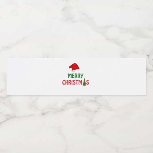 Vrolijk Kerstboom Feestelijke Santa's Red Pet Waterfles Etiket (Enkel label)