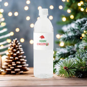 Vrolijk Kerstboom Feestelijke Santa's Red Pet Waterfles Etiket