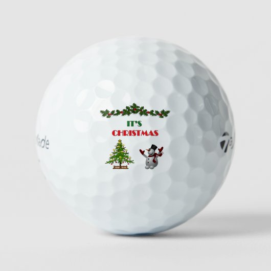 Vrolijk Kerstboom Feestelijke Vakantie Sneeuwman G Golfballen (Voorkant)