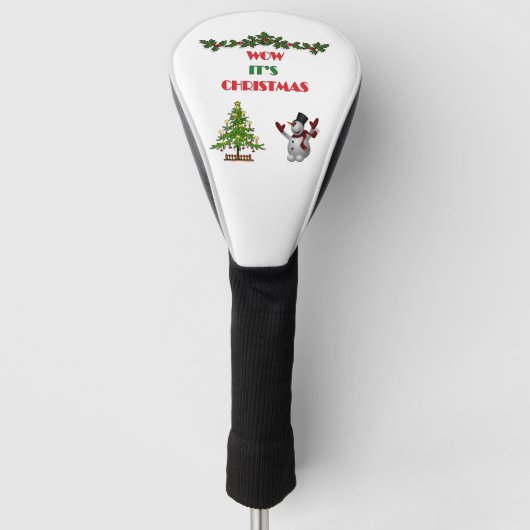 Vrolijk Kerstboom Feestelijke Vakantie Sneeuwman G Golfheadcover (Voorkant)