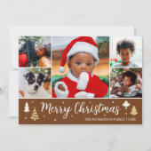 Vrolijk Kerstboom Foto Collage Bruin Flat Feestdagenkaart (Voorkant)