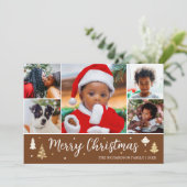 Vrolijk Kerstboom Foto Collage Bruin Flat Feestdagenkaart (Staand voorkant)
