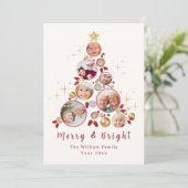 Vrolijk Kerstboom Fotocollage Gouden Ster Feestdagenkaart (Staand voorkant)