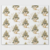 Vrolijk Kerstboom Goud Beige Kalligrafie Cadeaupapier (Vlak)