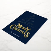 Vrolijk kerstboom goud folie feestdagenkaart (Gedraaid)