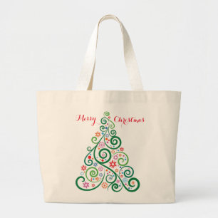 Vrolijk kerstboom Jumbo-Tas Grote Tote Bag