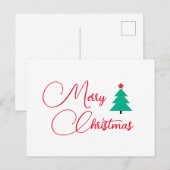 Vrolijk kerstboom kalligrafie vakantie Briefkaart (Voorkant / Achterkant)