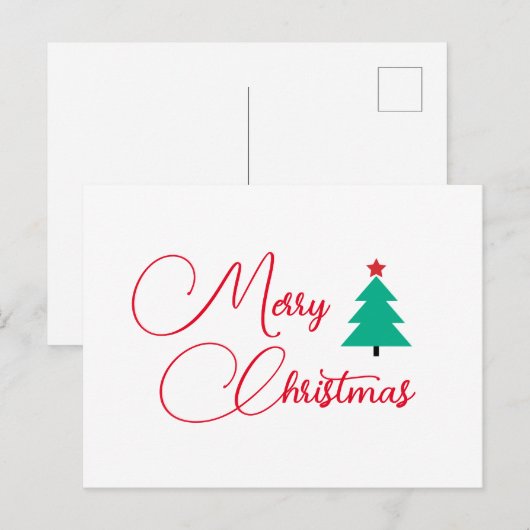 Vrolijk kerstboom kalligrafie vakantie Briefkaart (Voorkant / Achterkant)