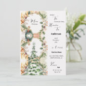 Vrolijk kerstboom klassiek bloemfeest kaart (Staand voorkant)