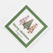 Vrolijk Kerstboom Luipaardprint Eetserviet Servet (Hoek)