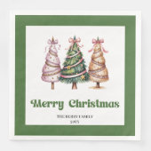 Vrolijk Kerstboom Luipaardprint Eetserviet Servet (Voorkant)