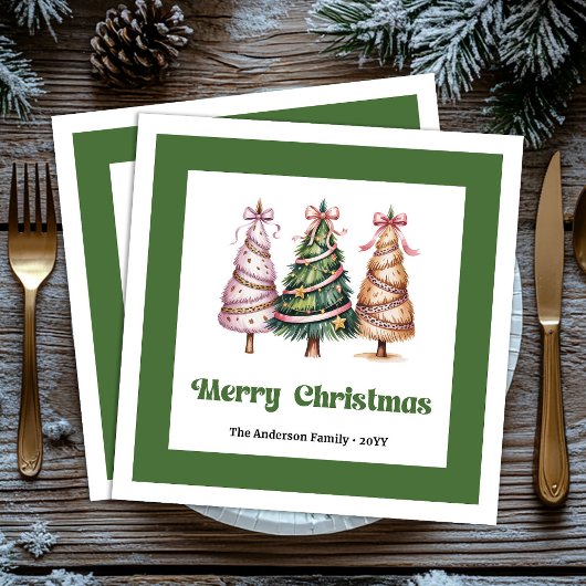 Vrolijk Kerstboom Luipaardprint Eetserviet Servet