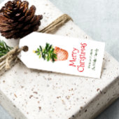 Vrolijk kerstboom mand groene waterverf cadeaulabel