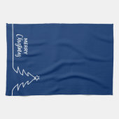 Vrolijk kerstboom met Star Blue Line Art Theedoek (Horizontaal)