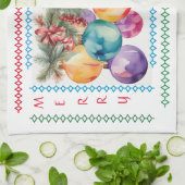 Vrolijk kerstboom Ornamenten keukenhanddoek (Gevouwen)