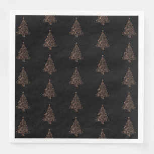 Vrolijk Kerstboom Patroon Koper Zwart Elegant Servetten
