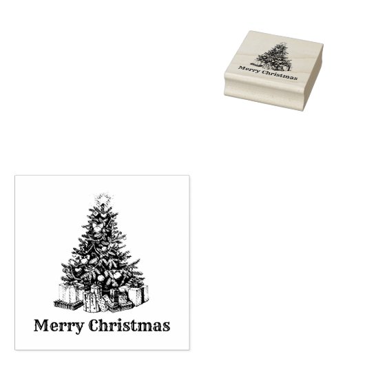  Vrolijk Kerstboom Pine Gifts Rubberstempel (Gestempeld)