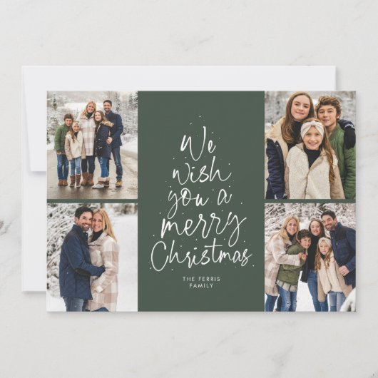 Vrolijk kerstboom plezier vier foto groen feestdagenkaart (Voorkant)