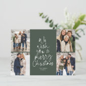 Vrolijk kerstboom plezier vier foto groen feestdagenkaart (Staand voorkant)