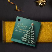 Vrolijk Kerstboom Prachtige Groen Goud Partij Bedankjes Labels