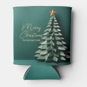 Vrolijk Kerstboom Prachtige Groen Goud Partij Blikjeskoeler (Voorkant)