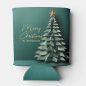 Vrolijk Kerstboom Prachtige Groen Goud Partij Blikjeskoeler (Achterkant)