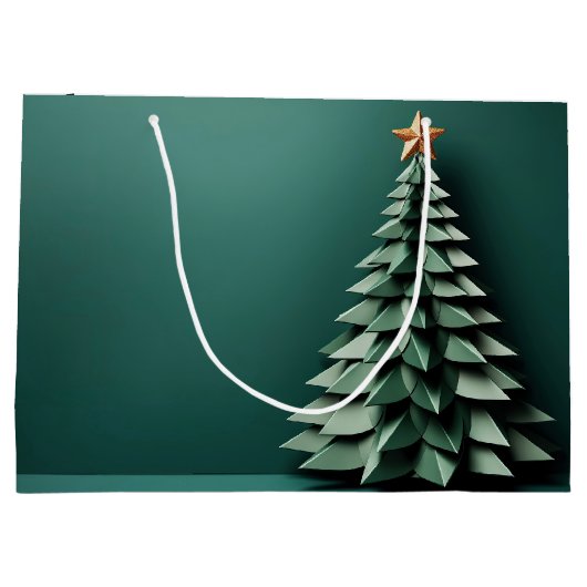 Vrolijk Kerstboom Prachtige Groen Goud Partij Groot Cadeauzakje (Achterkant)