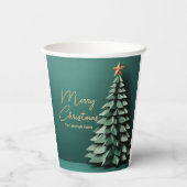 Vrolijk Kerstboom Prachtige Groen Goud Partij Papieren Bekers (Achterkant)
