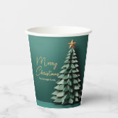 Vrolijk Kerstboom Prachtige Groen Goud Partij Papieren Bekers (Voorkant)