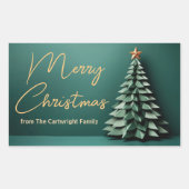 Vrolijk Kerstboom Prachtige Groen Goud Partij Rechthoekige Sticker (Voorkant)