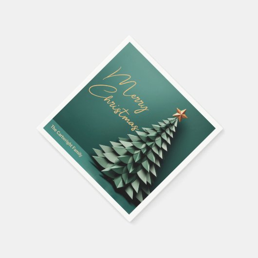 Vrolijk Kerstboom Prachtige Groen Goud Partij Servet (Hoek)