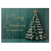 Vrolijk Kerstboom Prachtige Groen Goud Partij Snijplank (Voorkant)