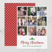 Vrolijk Kerstboom Rode Stippen 9 Fotocollage Feestdagenkaart (Voorkant / Achterkant)