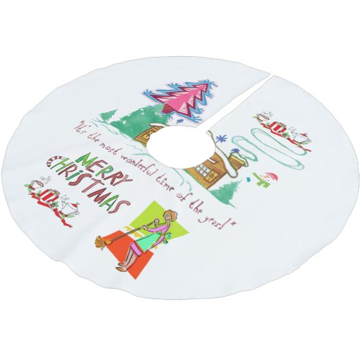 Vrolijk kerstboom rok schoonmaken dame (Gekanteld)