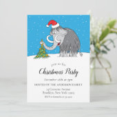 Vrolijk kerstboom Schattige Santa Hat Mammoth Part Kaart (Staand voorkant)