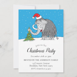 Vrolijk kerstboom Schattige Santa Hat Mammoth Part Kaart