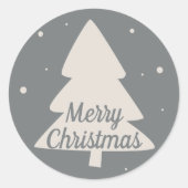 Vrolijk kerstboom silhouet ronde sticker (Voorkant)