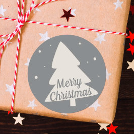 Vrolijk kerstboom silhouet ronde sticker