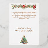 Vrolijk kerstboom slinger goud folie feestdagenkaart (Achterkant)