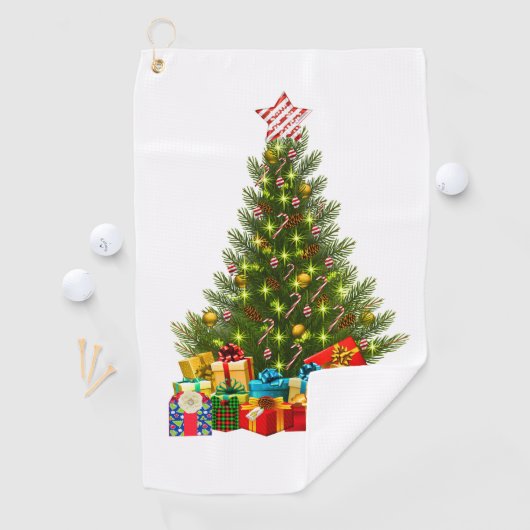 Vrolijk Kerstboom Star Cadeaus Vakantie Feest Golfhanddoek (Insitu)