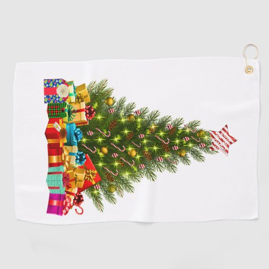 Vrolijk Kerstboom Star Cadeaus Vakantie Feest Golfhanddoek (Horizontaal)