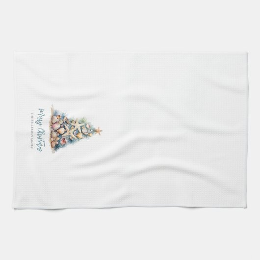 Vrolijk kerstboom strand theedoek (Horizontaal)