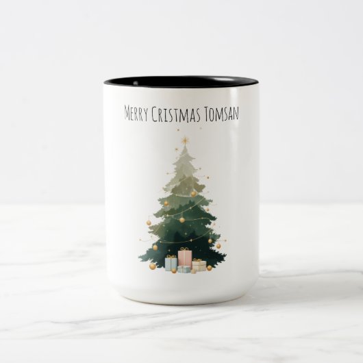 "Vrolijk kerstboom twee-tone cadeau Mok (Center)