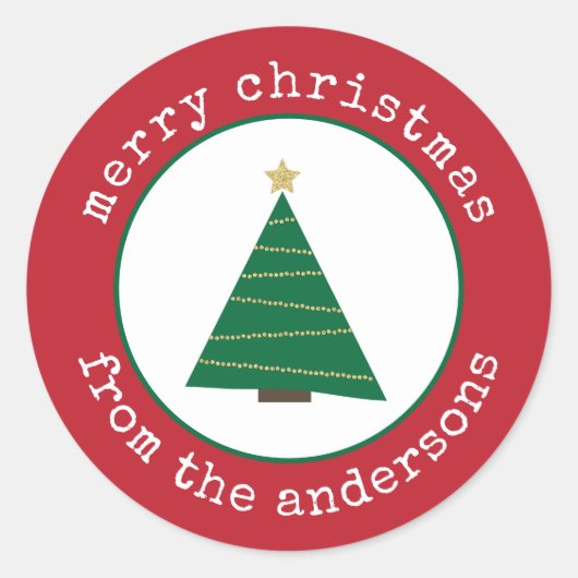 Vrolijk kerstboom vakantie cadeau Label (Voorkant)