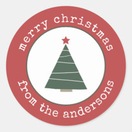 Vrolijk kerstboom vakantie cadeau Label