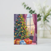 Vrolijk kerstboom vakantie schilderij Kaart (Staand voorkant)