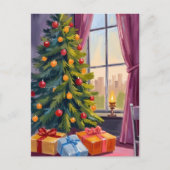 Vrolijk kerstboom vakantie schilderij Kaart (Voorkant)