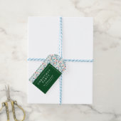 Vrolijk kerstboom vakantie wintery groen feest cadeaulabel (Met Touw)